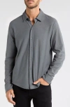 Vince Heavy Slub Button-up Shirt In Deep Grey