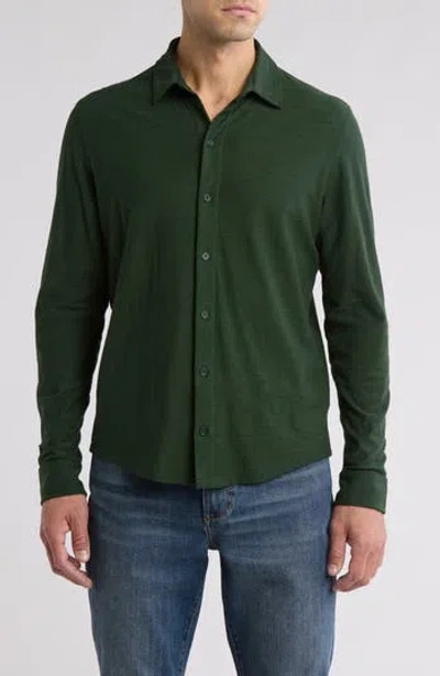 Vince Heavy Slub Button-up Shirt In Hunter Green