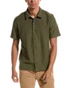 Vince Heavy Slub Short Sleeve Button-up Shirt In Green