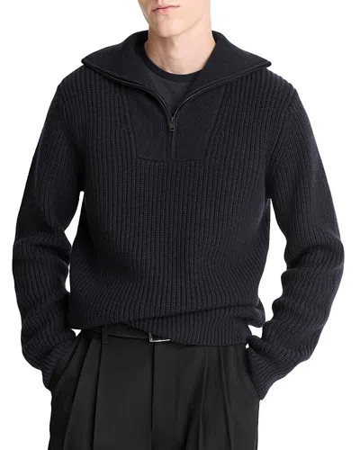 Vince Heirloom Shaker Quarter Zip Sweater In Black