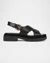 Vince Helena Leather Crisscross Slingback Sandals In Black Smooth