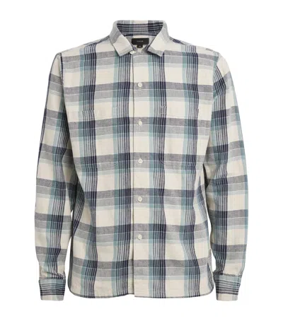 Vince Hemp-cotton Check Overshirt In White