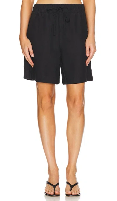 Vince Relaxed Hemp Drawstring Shorts In Black