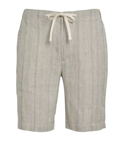 Vince Hemp Shadow Stripe Shorts In Ivory