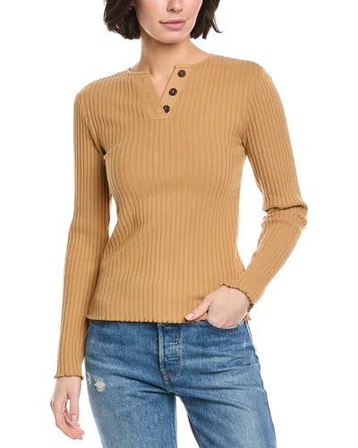 Vince Henley Rib Top In Brown