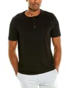 Vince Slub Knit Henley Tee In Black