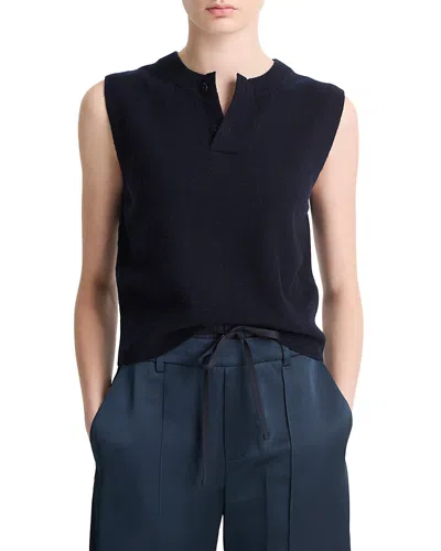 Vince Henley Sleeveless Sweater In Coastal
