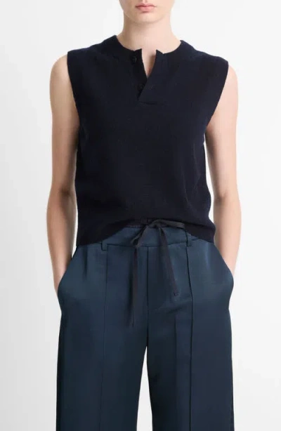 Vince Henley Wool Blend Sweater Tank In Coastal