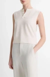 Vince Henley Wool Blend Sweater Tank In White