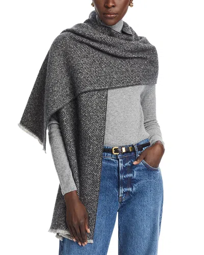 Vince Herringbone Boucle Scarf In Black