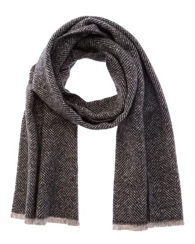 Vince Herringbone Boucle Wool & Alpaca-blend Scarf In Black
