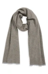 Vince Herringbone Cashmere Fringe Scarf In Brown