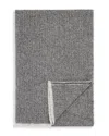 Vince Herringbone Cashmere Fringe Scarf In Heather White Black