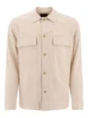 Vince Beige Linen Overshirt With Classic Collar In Neutral