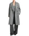 Vince Herringbone Tweed Double Breasted Coat In Gray