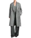 Vince Herringbone Tweed Double Breasted Coat In Gray