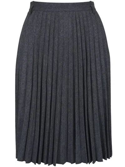 Vince Herringbone Midi Skirt In Gray