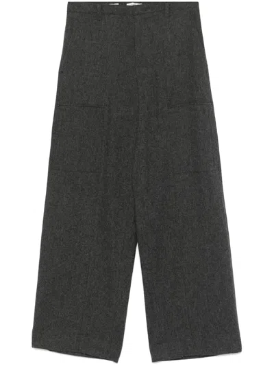 Vince Herringbone Trousers In Grey