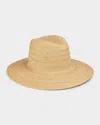 Vince Herringbone Weave Straw Panama Hat In Brown