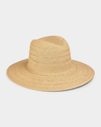 Vince Herringbone Weave Straw Panama Hat In Brown