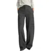 Vince Herringbone Wide Leg Trousers In Charcoal