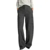 Vince Herringbone Wide Leg Trousers In Charcoal