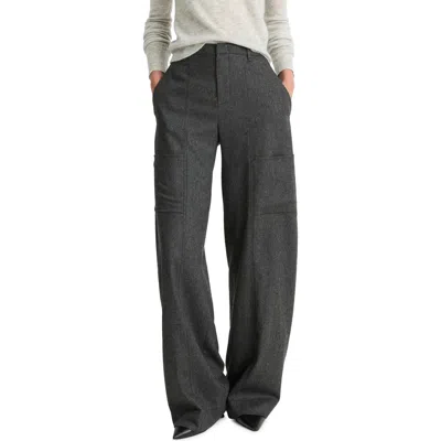 Vince Herringbone Wide Leg Trousers In Charcoal