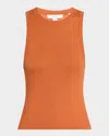 Vince High-neck Cashmere-silk Tank Top In Orange