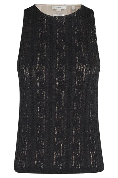 Vince High Neck Sleeveless Sweater In Black