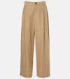 Vince High-rise Cotton-blend Wide-leg Pants In Beige
