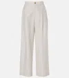 Vince High-rise Cotton-blend Wide-leg Pants In White