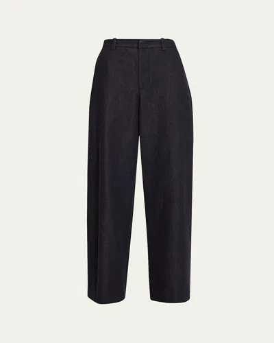 Vince High-rise Cotton Twill Pants In Purple