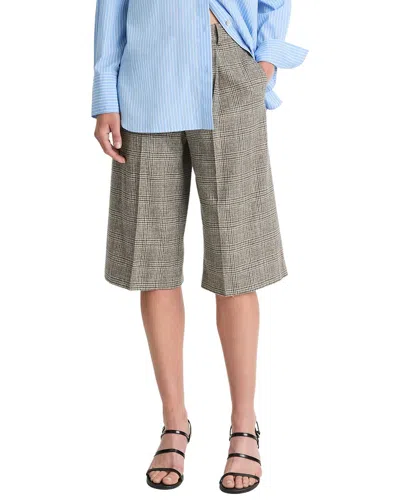 VINCE HIGH-RISE PLAID WOOL-BLEND SHORT