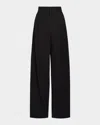 Vince Cotton-blend High-rise Pleated Wide-leg Trouser In Black