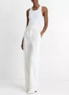Vince High Rise Pull On Linen Pant In Off White
