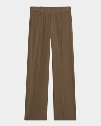 Vince High-rise Pull-on Linen Pants In Green