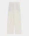 Vince High Waist Pull-on Stretch Linen Blend Pants In Moss Smoke