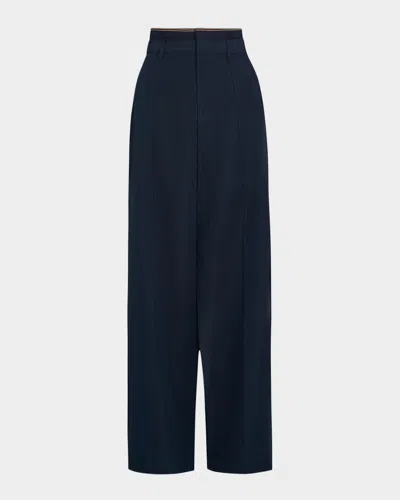 Vince High-rise Rib-trim Trousers In Black