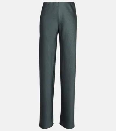 Vince High-rise Satin Straight Pants In Gray