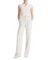 Vince High-waisted Cotton Trousers In Salt Glass