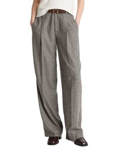 Vince High Rise Wool Blend Houndstooth Wool-blend Trouser In Gray