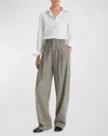 Vince High-rise Wool-blend Plaid Trousers In Heritage Grey
