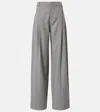 Vince High-rise Wool-blend Twill Wide-leg Pants In Grau