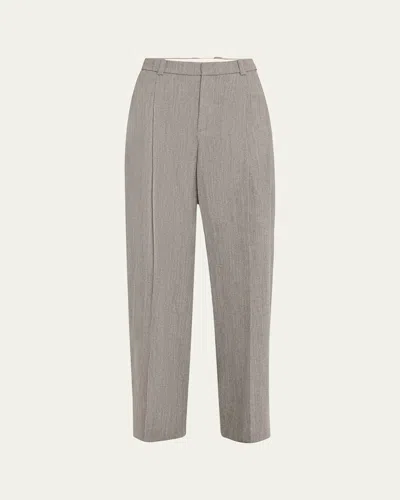 Vince High-rise Wool Twill Trousers In Dark Stone Grey