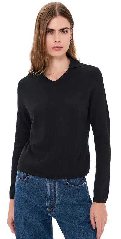 Vince High V Neck Polo Black
