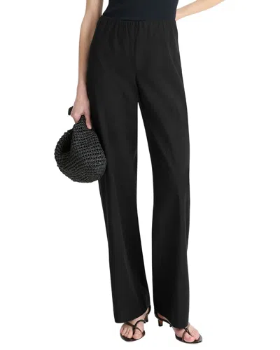 Vince High Waist Bias Linen-blend Pant In Black