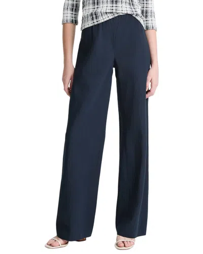 Vince High Waist Bias Linen-blend Pant In Blue