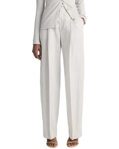 Vince High-waist Casual Tailored Wide Leg Linen-blend Pant In Green