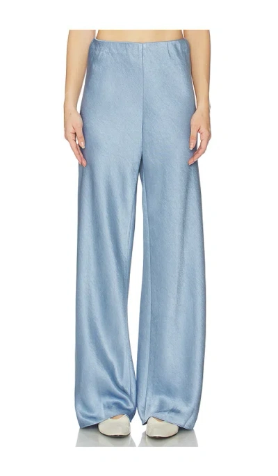 Vince High Waist Fluid Satin Bias Pant In Blue