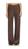 Vince High Waist Fluid Satin Bias Pant In Brown